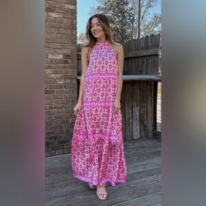 JADE MELODY TAM CINCH NECK HALTER MAXI DRESS